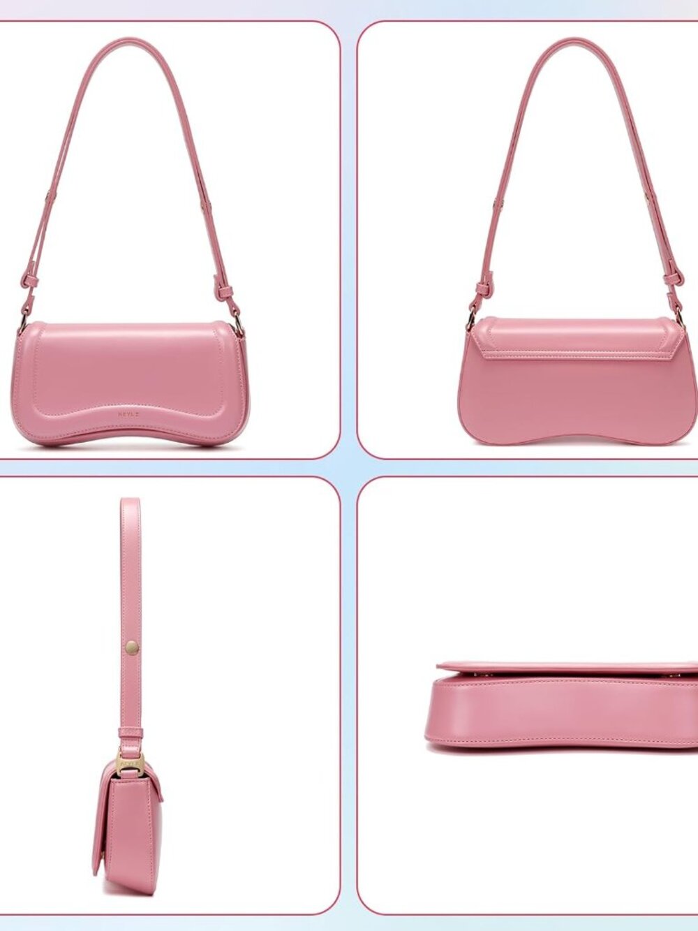 Women's Pink Cross-body Purse Waterproof Leather Small Clutch Shoulder Bag - Picture 5 of 6